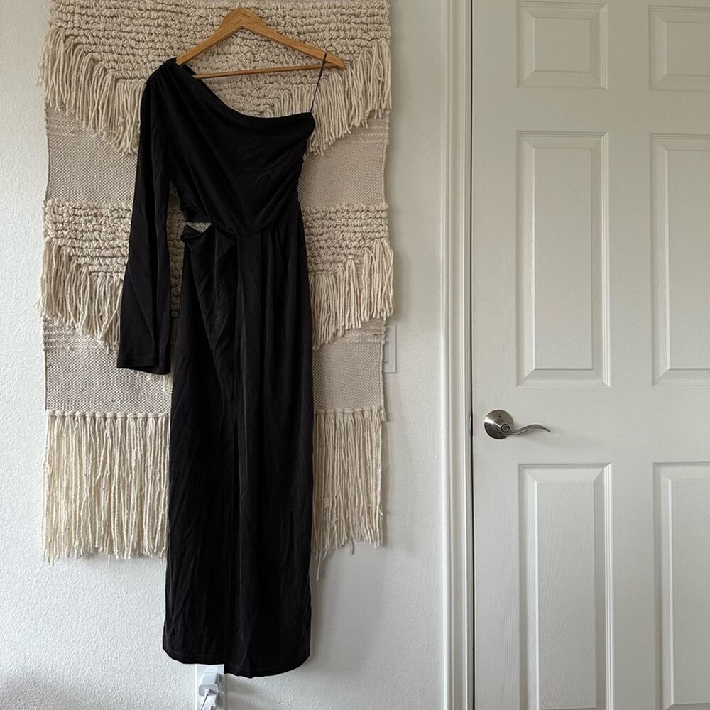 Something Navy One Shoulder Gown